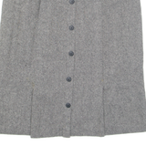 Buttoned Womens Straight Skirt Grey Midi M