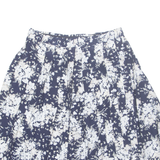 Womens Pleated Skirt Blue Midi Floral M