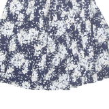 Womens Pleated Skirt Blue Midi Floral M