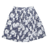 Womens Pleated Skirt Blue Midi Floral M