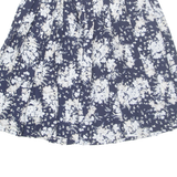 Womens Pleated Skirt Blue Midi Floral M