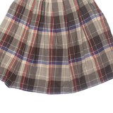 YADO Womens Pleated Skirt Brown Midi Check XS