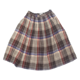 YADO Womens Pleated Skirt Brown Midi Check XS