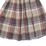 YADO Womens Pleated Skirt Brown Midi Check XS