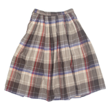 YADO Womens Pleated Skirt Brown Midi Check XS