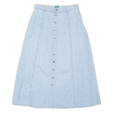 WINCH Buttoned Womens A-Line Skirt Blue Midi Chambray M
