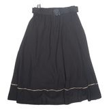 Womens A-Line Skirt Black Midi Wool XS