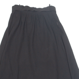 Womens A-Line Skirt Black Midi Wool XS