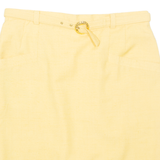 Belted Womens Straight Skirt Yellow Knee Length M