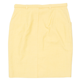 Belted Womens Straight Skirt Yellow Knee Length M