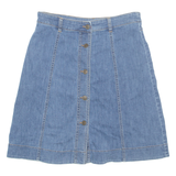 CHAPS Buttoned Womens A-Line Skirt Blue Knee Length Denim M