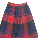 WORTHINGTON Buttoned Womens Pleated Skirt Red Midi Check S