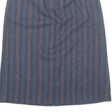 EUROPEAN COLLECTION Belted Womens Pencil Skirt Blue Knee Length Striped S