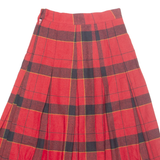 CAREER CLOTHES Womens Pleated Skirt Red Midi Plaid XXS