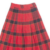 CAREER CLOTHES Womens Pleated Skirt Red Midi Plaid XXS