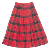 CAREER CLOTHES Womens Pleated Skirt Red Midi Plaid XXS