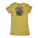 Outer Banks Harley Davidson T-Shirt - Medium Yellow Cotton