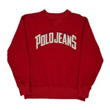 Ralph Lauren Spellout Sweatshirt - Small Red Cotton Blend