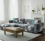 Anyseat 4-Seater Sofa Cover – Dark Grey Geometric Style Slipcover for Living Room Chair Protection