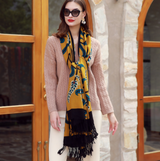 Anyyou 100% Merino Wool Orange Neck Wrap Silk Satin Large Winter Scarf Pashmina Shawl Bandana Perfect For Women Ladies Fashion Style