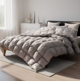ANYHOUZ Dark Grey Quilted Duvet Cover – Luxury Breathable Puffer Bed Comforter