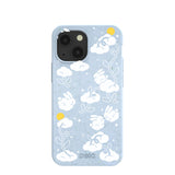 Powder Blue Fluffy Flower iPhone 13 Mini Case
