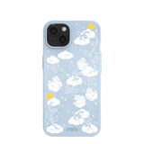 Powder Blue Fluffy Flower iPhone 13 Case