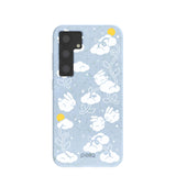 Powder Blue Fluffy Flower Samsung Galaxy S24 Case