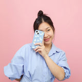 Powder Blue Fluffy Flower iPhone XR Case