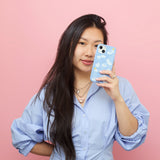 Powder Blue Fluffy Flower iPhone XR Case