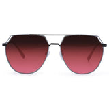 Farrah - Black Frame Ruby Lens Square Aviator Sunglasses