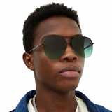 Smaller Megan 2 - Dark Green Metal Aviator Sunglasses