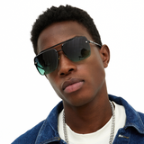 Bella - Tangle Free- Dark Green Oversized Squared Aviators