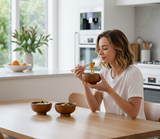 Anygleam Brown 4pcs Wooden Bowls Food Kitchen Tableware