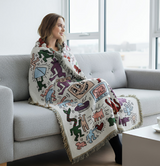 Anycozy Jacquard Jigsaw Throw Blanket – Soft Tassel Sofa & Bed Cover