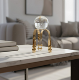 ANYHOUZ Luxury Gold Metal Tabletop Decor – Crystal Ball Sculpture for Living Room, House Display & Elegant Crafts Ornaments