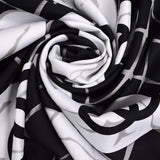 Anyyou Fashion Premium Satin Square Scarf – Black White Roses Silk-Feel Neckwrap for Women