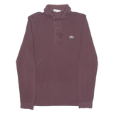 LACOSTE Mens Polo Shirt Maroon Long Sleeve XS