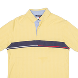 TOMMY HILFIGER Mens Polo Shirt Yellow Striped M
