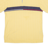 TOMMY HILFIGER Mens Polo Shirt Yellow Striped M