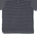 TOMMY HILFIGER Mens Polo Shirt Grey Striped XL