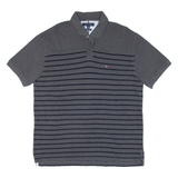 TOMMY HILFIGER Mens Polo Shirt Grey Striped XL