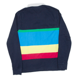 TOMMY HILFIGER Custom Fit Mens Polo Shirt Blue Striped Long Sleeve M