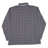 TOMMY HILFIGER Mens Polo Shirt Grey Check Long Sleeve 2XL