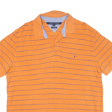 TOMMY HILFIGER Custom Fit Mens Polo Shirt Orange Striped L