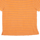 TOMMY HILFIGER Custom Fit Mens Polo Shirt Orange Striped L