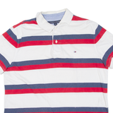 TOMMY HILFIGER Mens Polo Shirt White Striped L