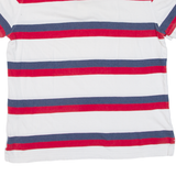 TOMMY HILFIGER Mens Polo Shirt White Striped L