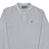 POLO RALPH LAUREN Custom Fit Mens Polo Shirt Grey Long Sleeve M
