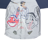 MAJESTIC Cleveland Indians #48 Hafner Mens Jersey Blue USA V-Neck S